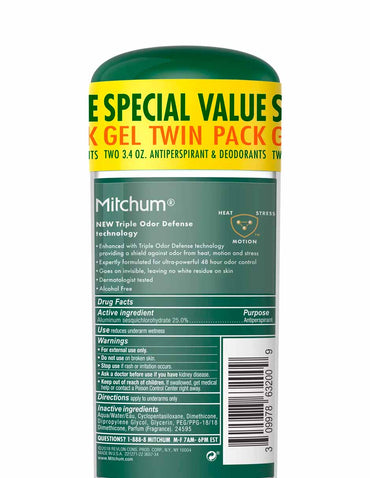 Mitchum Men Desodorante antitranspirante en barra, 48 horas de protección 2 PACK