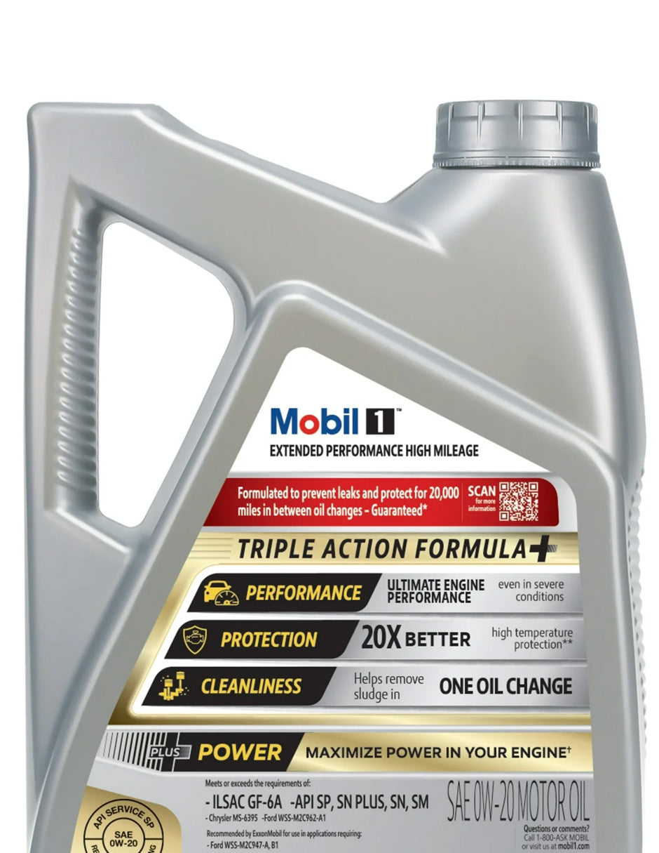 Aceite de motor 0W-20 alto kilometraje sintético Mobil 1 EP 4.73L