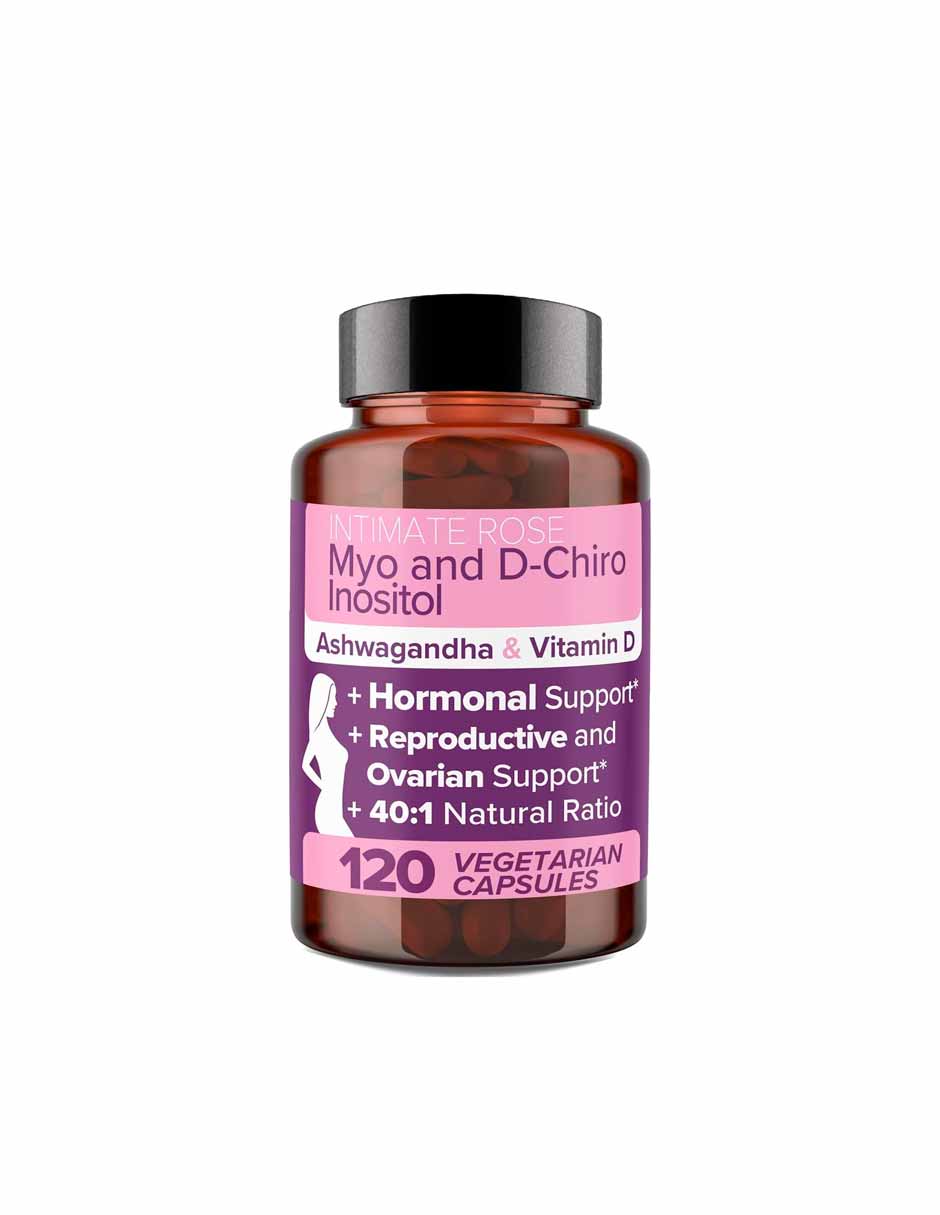 Myo-inositol & D-Chiro Inositol Equilibrio hormonal y apoyo ovárico saludable para mujeres 120 capsulas veganas