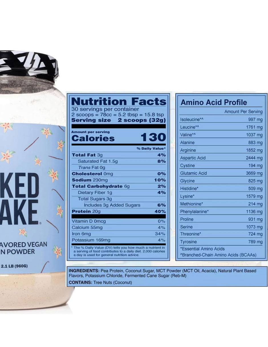 Proteína NAKED Shake Vegana Vainilla con MCT 20g 30 Porciones 960g