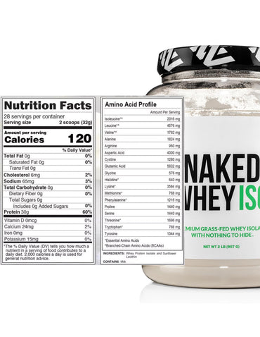 Proteína NAKED Aislada de Suero Naked 30g Sin Sabor 907g