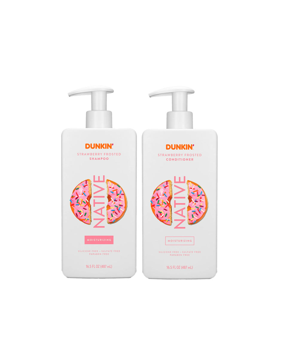 Native x Dunkin shampoo y acondicionador humectante Aroma Glaseado de Fresa 487ml