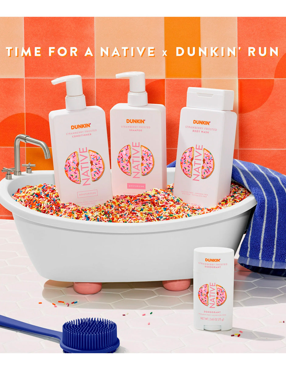 Native x Dunkin shampoo y acondicionador humectante Aroma Glaseado de Fresa 487ml