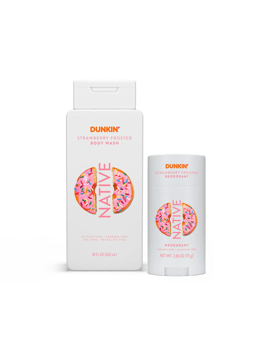 Native x Dunkin' Set gel de baño y desodorante de glaseado de Fresa 2 pack