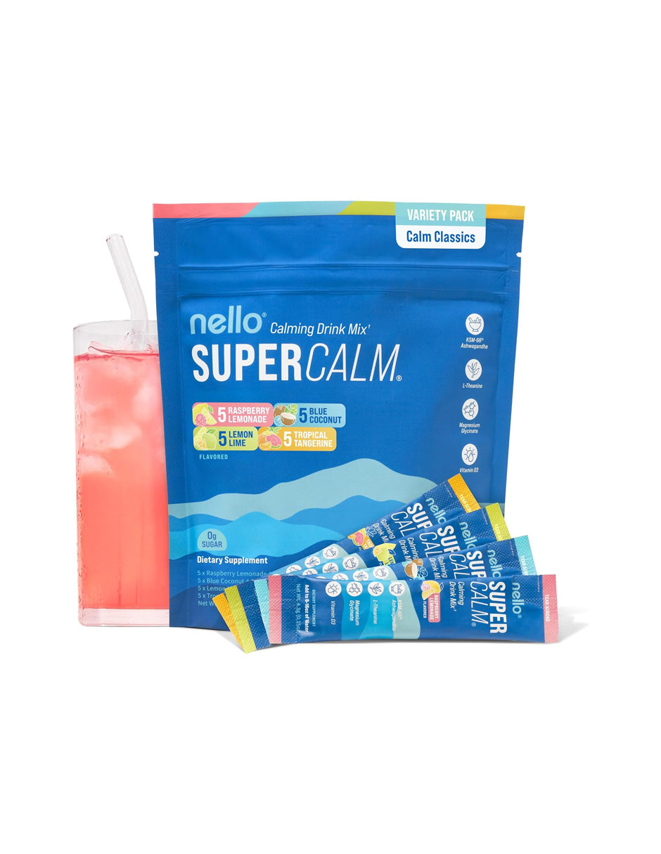 Mezcla de bebida en polvo Nello SuperCalm sabores variados relajante 20 sobres