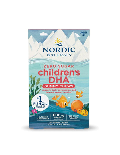 Gomitas DHA para niños Nordic Naturals Tropical Punch sin azúcar 30 gomitas masticables