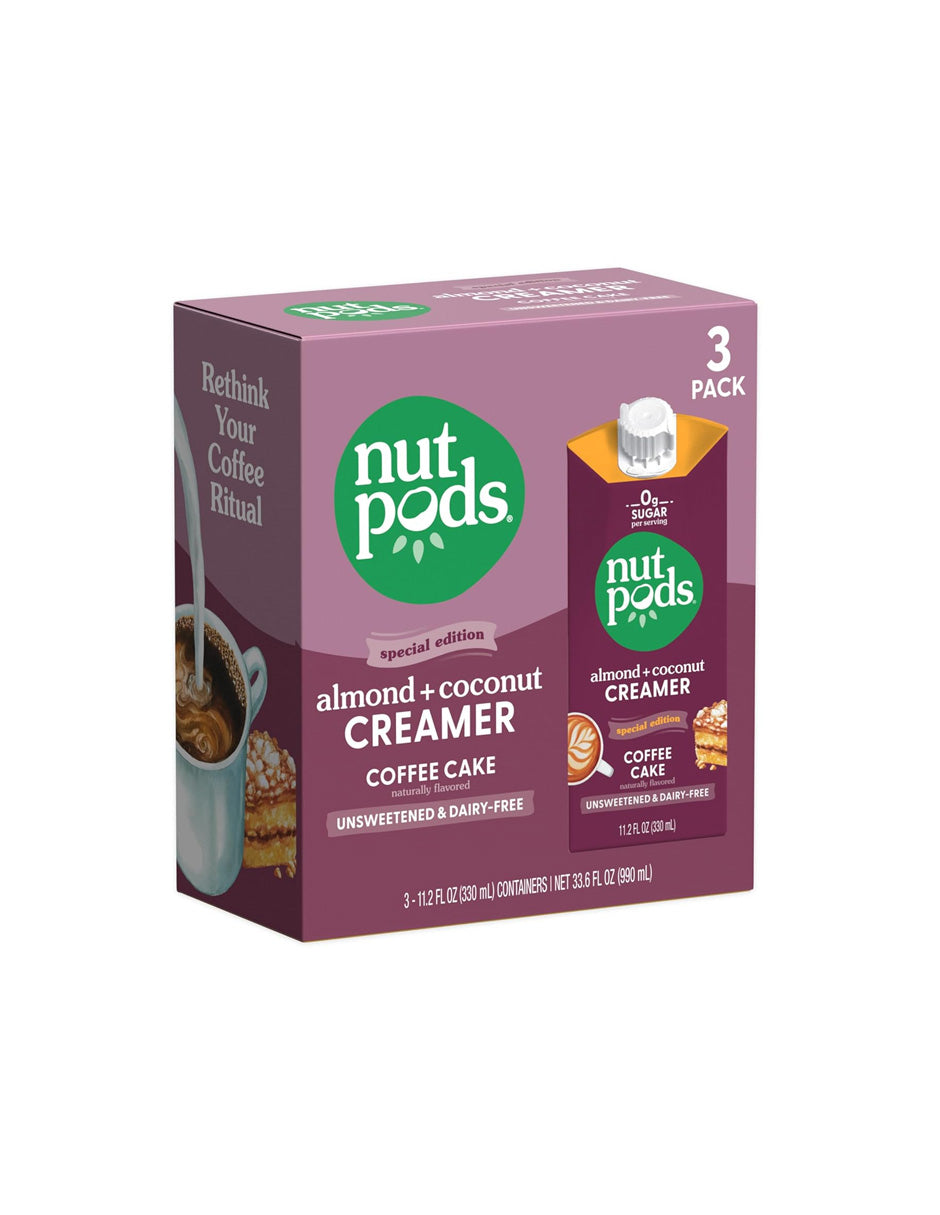 Crema para café nutpods sabor coffee cake sin azúcar 3 pack