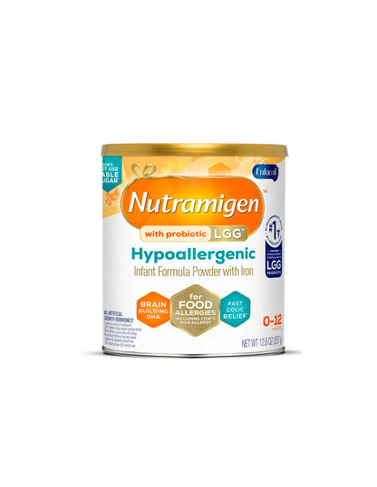 Nutramigen Fórmula Hipoalergénica para Bebés sin Lactosa, Alivio de Cólicos de las Estrellas de la Alergia a la Leche de Vaca en 24 Horas, Omega-3 DHA para la Construcción Del Cerebro, Probiótico LGG para Apoyo Inmunológico, 357gr