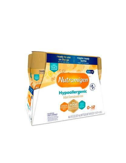 Nutramigen Fórmula Hipoalergénica para Bebés sin Lactosa, Alivio de los Cólicos de la Alergia a la Leche de Vaca Que Comienza en 24 Horas, Omega-3 DHA para el Desarrollo Del Cerebro para Apoyo Inmunológico, 8 FL Oz (6 Unidades)