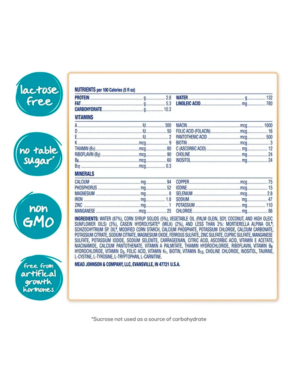 Nutramigen Fórmula Hipoalergénica para Bebés sin Lactosa, Alivio de los Cólicos de la Alergia a la Leche de Vaca Que Comienza en 24 Horas, Omega-3 DHA para el Desarrollo Del Cerebro para Apoyo Inmunológico, 8 FL Oz (6 Unidades)