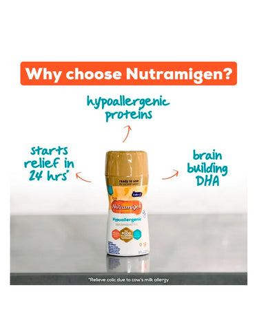 Nutramigen Fórmula Hipoalergénica para Bebés sin Lactosa, Alivio de los Cólicos de la Alergia a la Leche de Vaca Que Comienza en 24 Horas, Omega-3 DHA para el Desarrollo Del Cerebro para Apoyo Inmunológico, 8 FL Oz (6 Unidades)