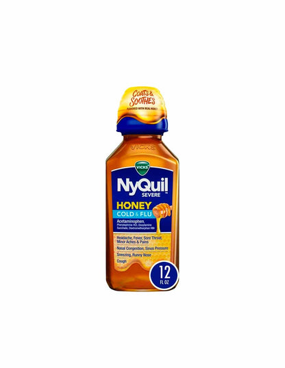 Vicks NyQuil jarabe líquido para resfriado, tos y gripe sabor miel, 354ml