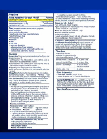 Vicks NyQuil jarabe líquido para resfriado, tos y gripe sabor miel, 354ml