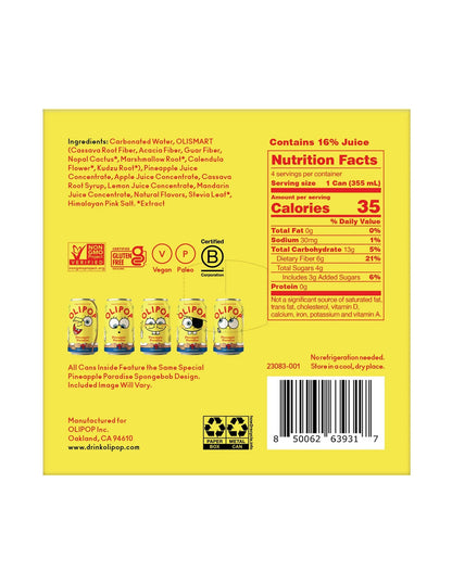 Refresco prebiótico OLIPOP Piña Bob Esponja 4 Pack