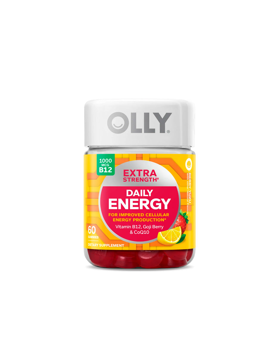 OLLY Suplemento de Energía Diaria Extrafuerte con CoQ10 y B12, sin Cafeína, 60 gomitas