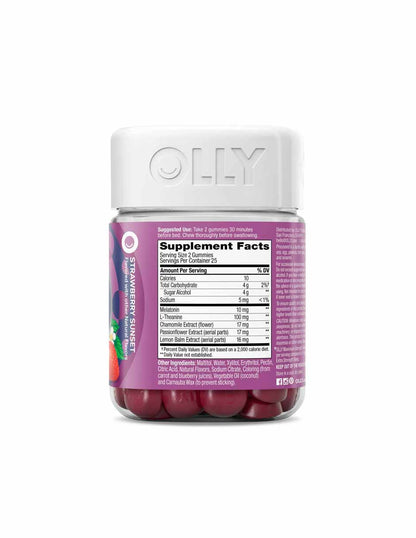 OLLY Gomitas para dormir 10 mg de melatonina, L-teanina, sabor a fresa, 50 gomitas