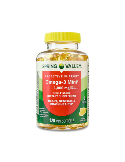 Omega-3 Mini Spring Valley 1000mg, 120 cápsulas