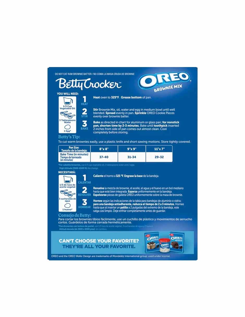 Betty Crocker OREO Brownie Mix con trozos de galleta 385gr