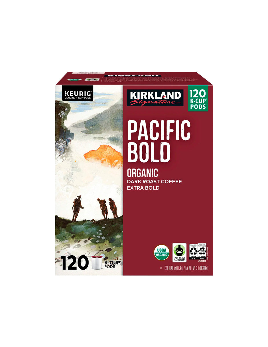 Cápsulas K-Cup Pacific Bold de café orgánico Kirkland Signature, 120 unidades