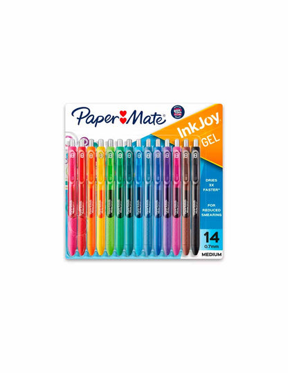 Paper Mate InkJoy Bolígrafos de gel, punta media, surtidos, paquete de 14