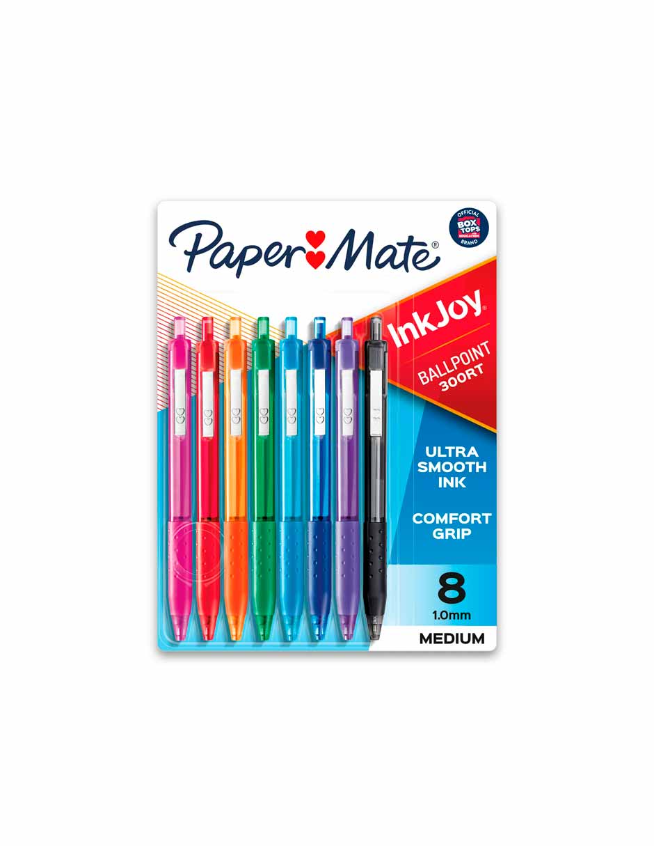 Paper Mate InkJoy Bolígrafo retráctil, 1,0 mm, colores surtidos, 8 unidades