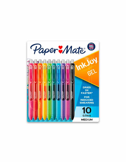 Paper Mate InkJoy Bolígrafos de gel, punta media, 10 unidades