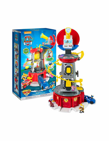 Paw Patrol Mighty Torre vigilancia con 4 figuras de acción exclusivas, 83 cm de altura