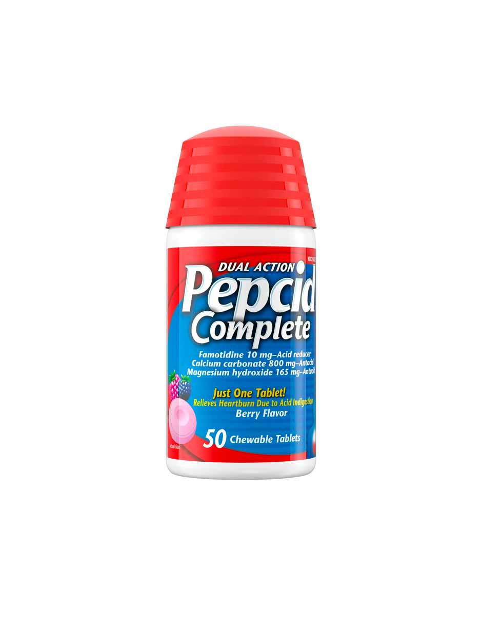 Pepcid Complete Antiácido Tabletas Masticables, Berry, 50 unidades