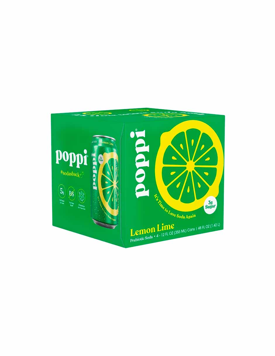 Poppi refresco prebiótico lima limón 4 pack