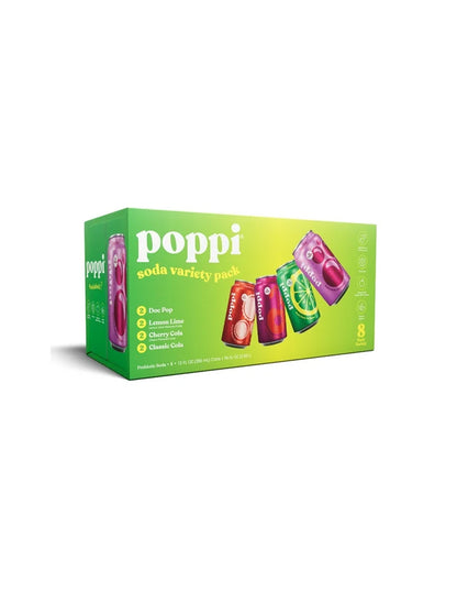 Refresco prebiótico Poppi variedad clásica 8 latas 12 oz