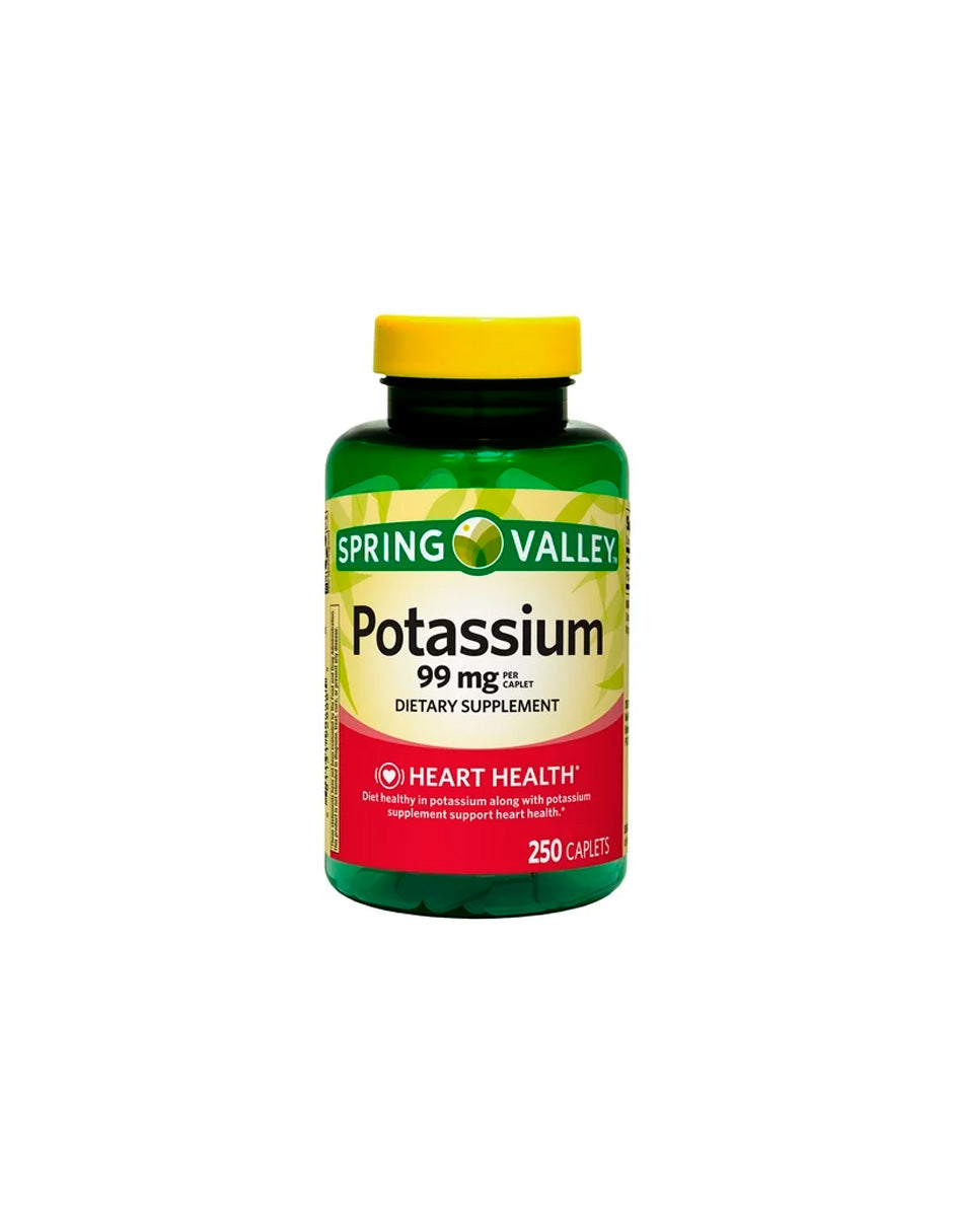 Spring Valley Potasio Corazón Salud Suplemento Dietético Cápsulas, 99 mg, 250 unidades