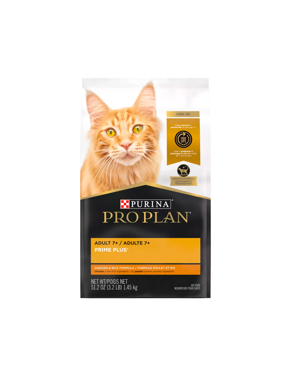 Croquetas Purina Pro Plan de pollo y arroz para gatos mayores 1.45kg