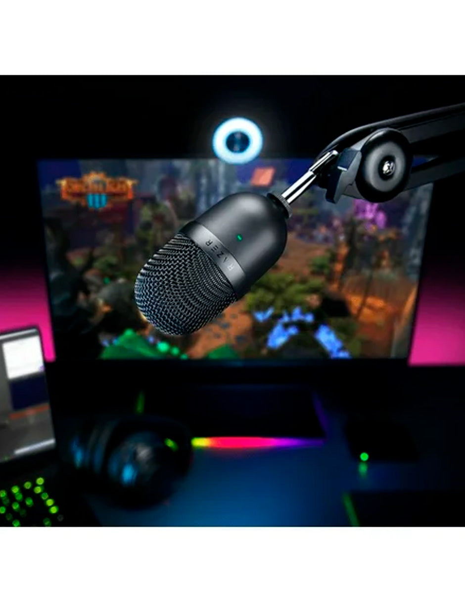 Razer Seiren Mini USB Micrófono de condensador ultracompacto para streaming y juegos en PC, negro