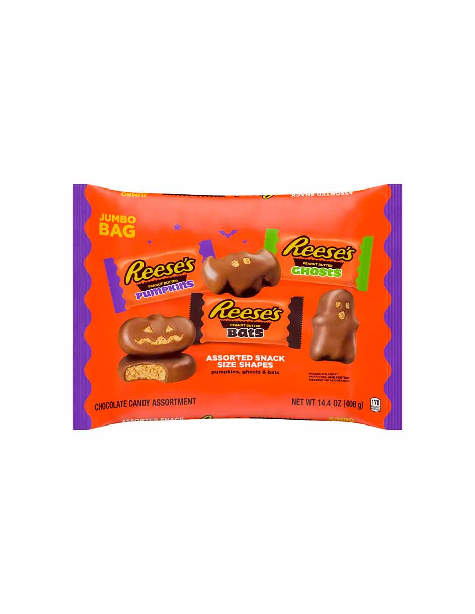 Reese's Surtido pumpkin, bats y ghosts chocolates con mantequilla de maní 408gr