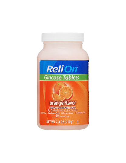 Tabletas de glucosa ReliOn sabor naranja 50 unidades