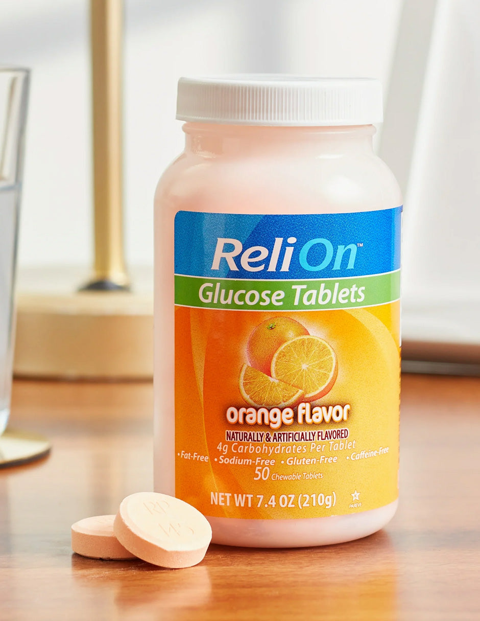 Tabletas de glucosa ReliOn sabor naranja 50 unidades