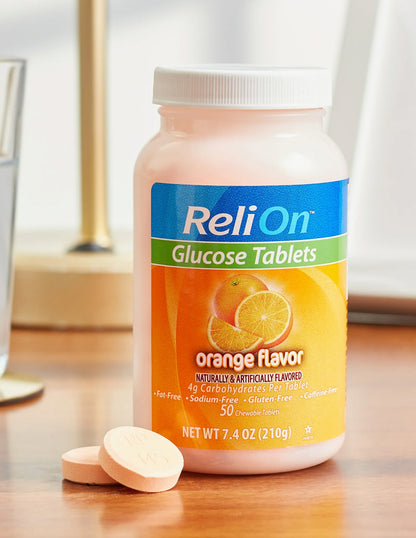 Tabletas de glucosa ReliOn sabor naranja 50 unidades
