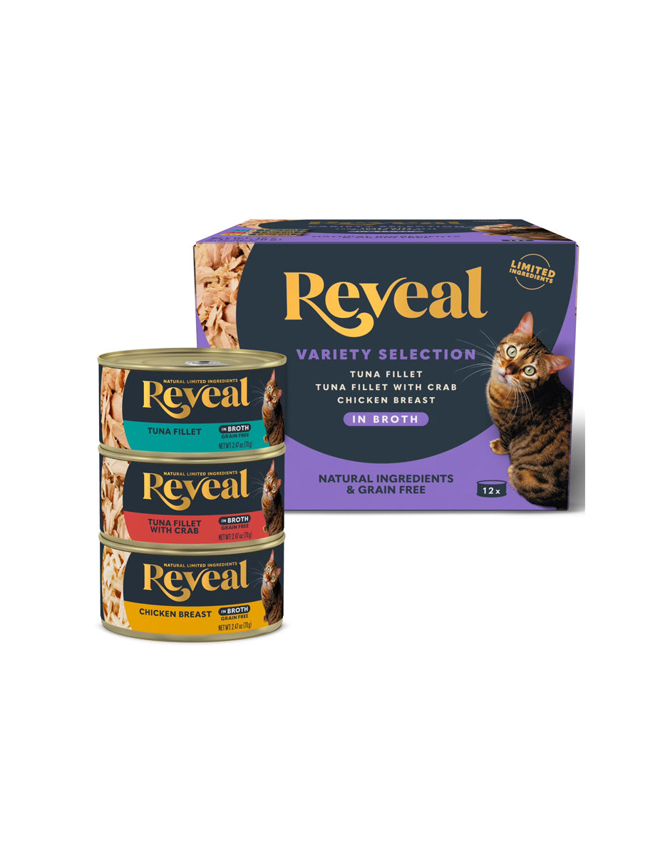 Alimento Húmedo para Gatos Reveal Pescado y Pollo 8 latas