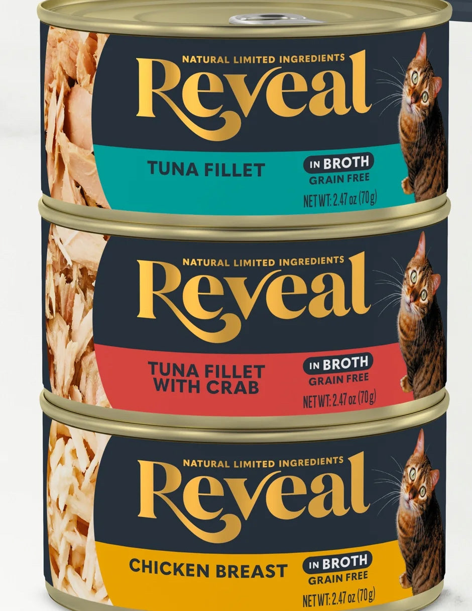 Alimento Húmedo para Gatos Reveal Pescado y Pollo 8 latas