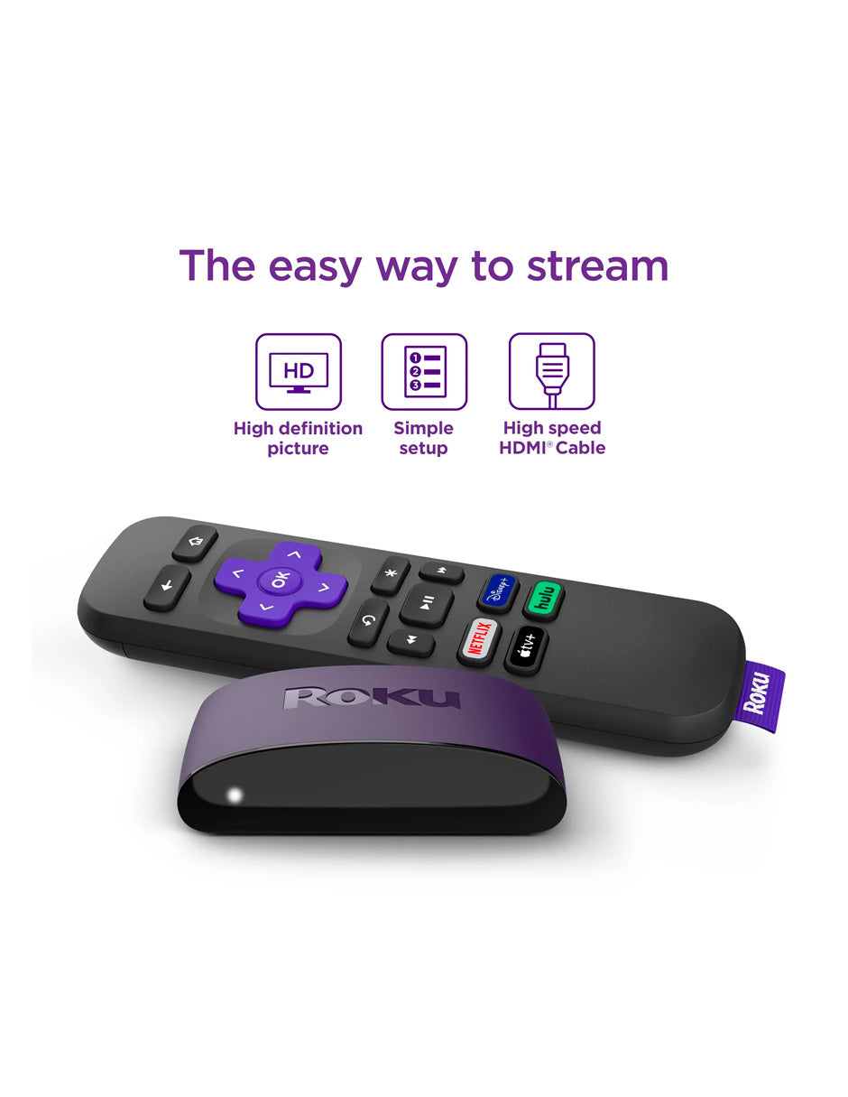 Roku LE HD Streaming Media Player Wi-Fi® habilitado con cable HDMI ® de alta velocidad y control remoto simple