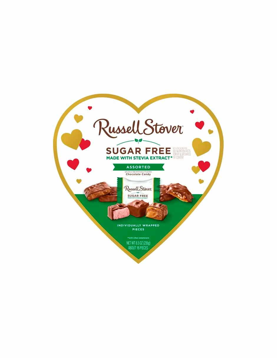 Russell Stover chocolate surtidos sin azúcar caja forma de corazón San Valentín 235gr