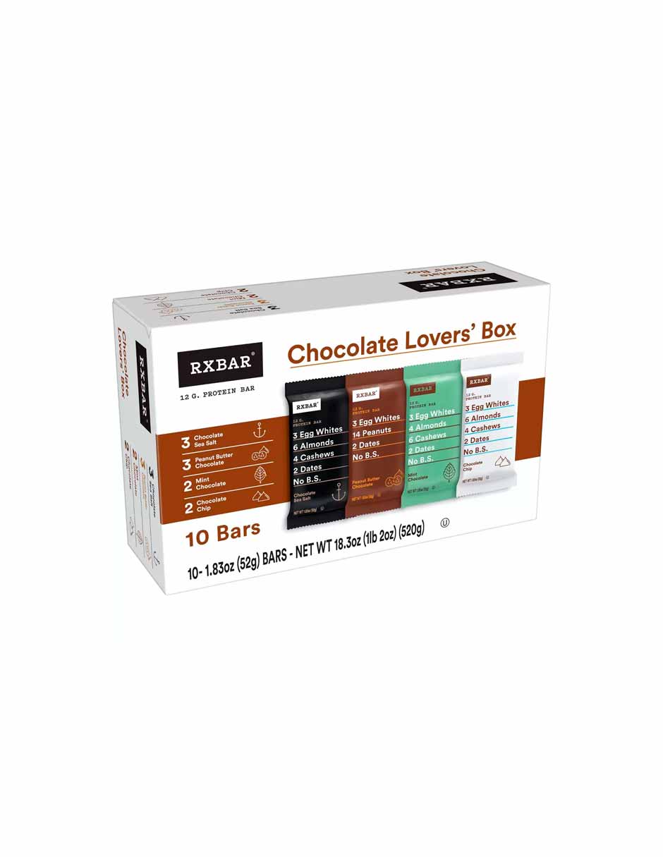 Barras de proteína RXBAR, 12 g de proteína, variedad chocolate 10 barras