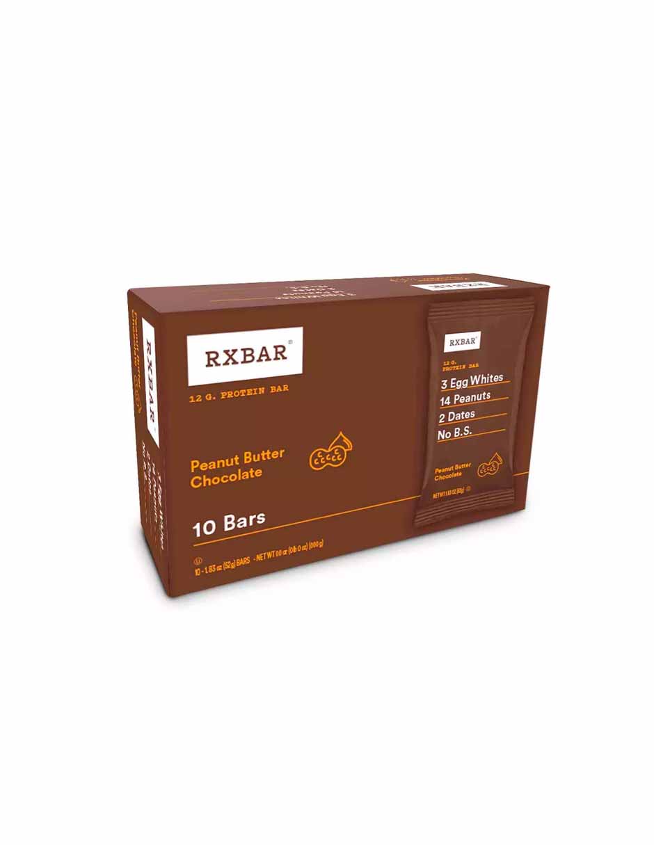 Barras de proteína RXBAR, 12 g de proteína, chocolate con crema de cacahuate 10 barras