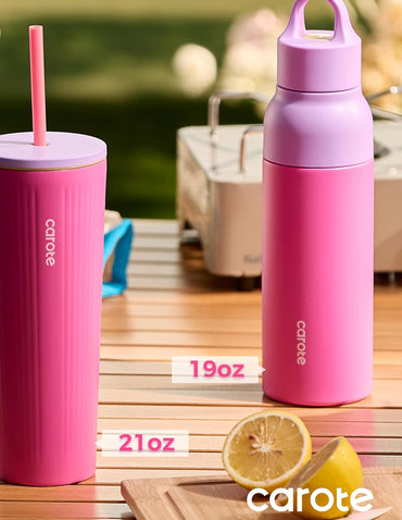 Botella y vaso térmico CAROTE 19/21 oz color Rosa