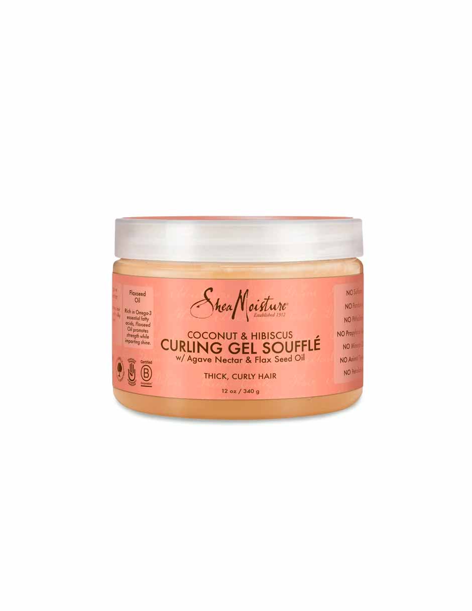 SheaMoisture Frizz Control Curling Gel Souffle Coco e hibisco Sin sulfato para cabello rizado 340gr