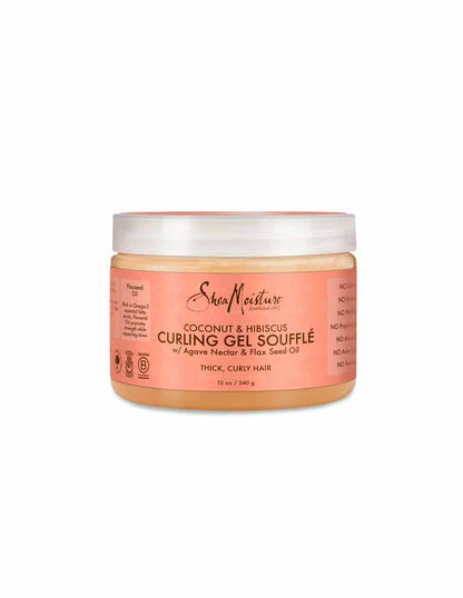 SheaMoisture Frizz Control Curling Gel Souffle Coco e hibisco Sin sulfato para cabello rizado 340gr