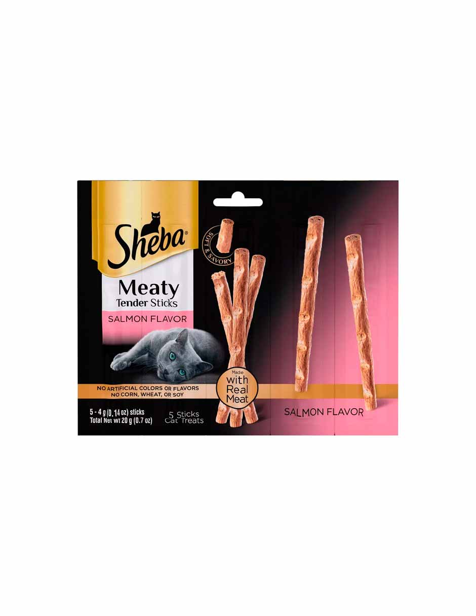 SHEBA Meaty Tender Sticks con golosinas para gatos de salmón 5 sticks