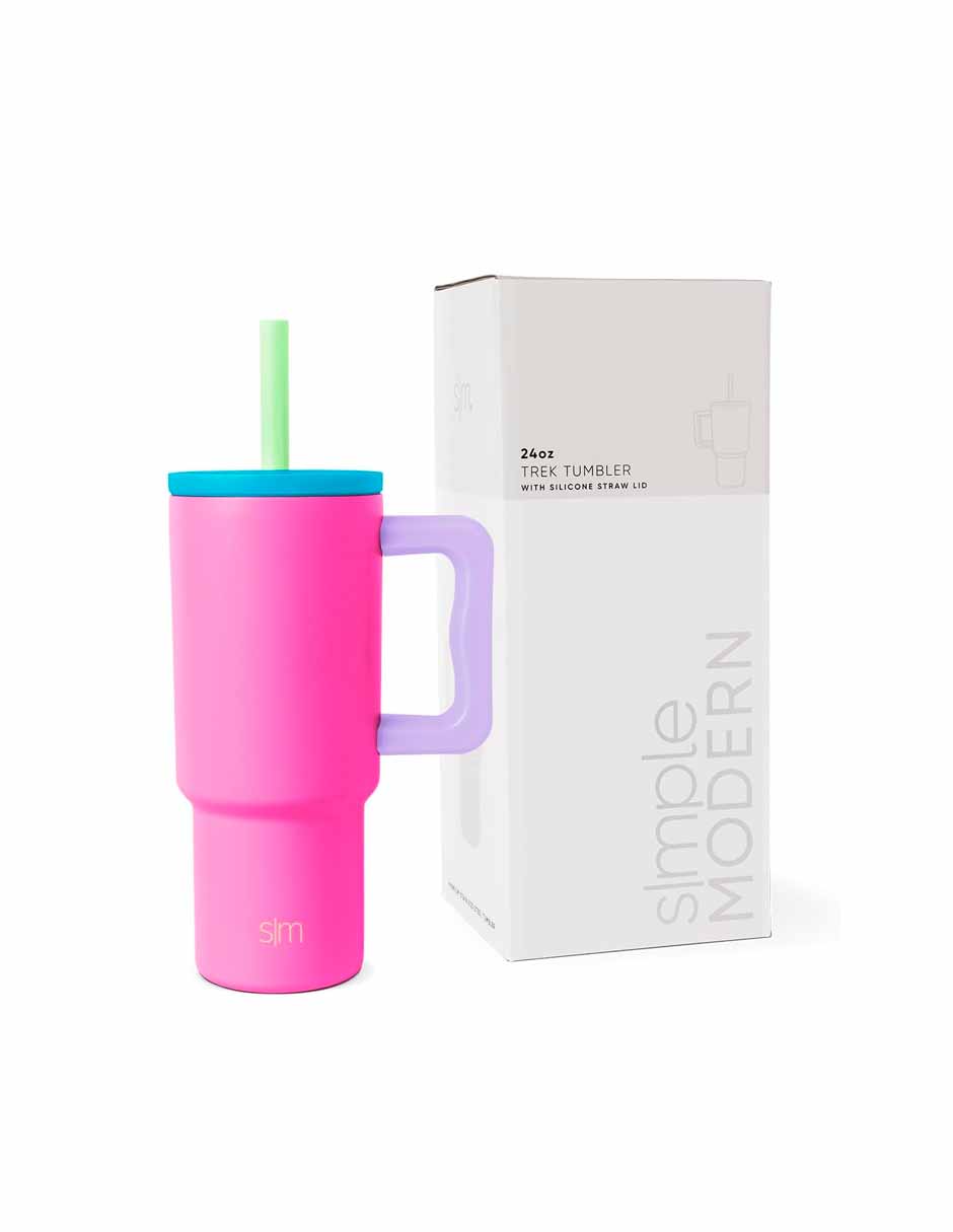 Simple Modern Vaso para niños de 24 onzas con asa y tapa de popote de silicona (variedad)