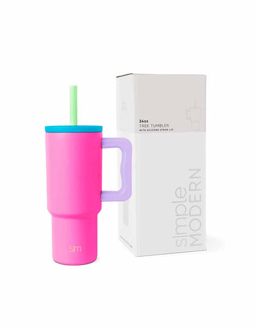 Simple Modern Vaso para niños de 24 onzas con asa y tapa de popote de silicona (variedad)