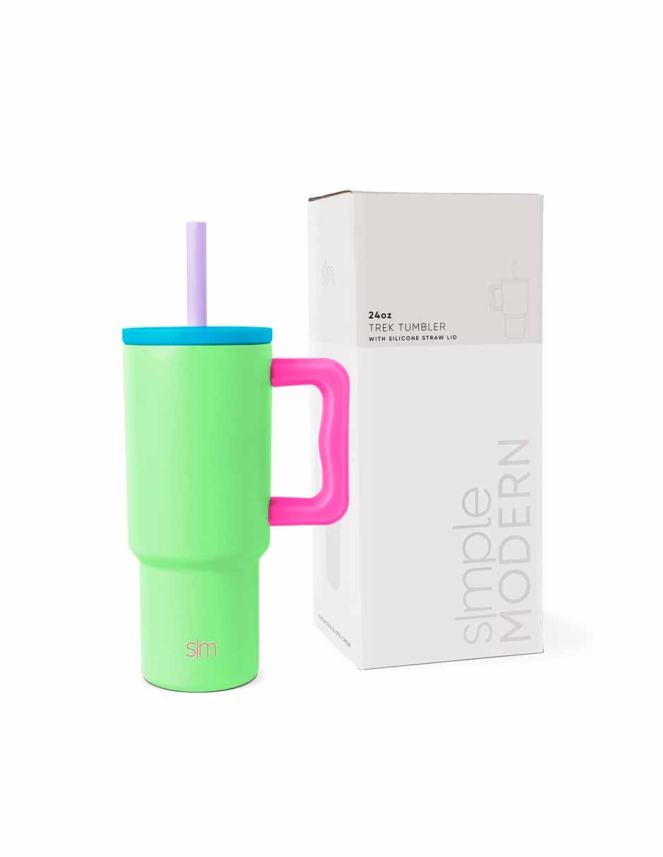 Simple Modern Vaso para niños de 24 onzas con asa y tapa de popote de silicona (variedad)